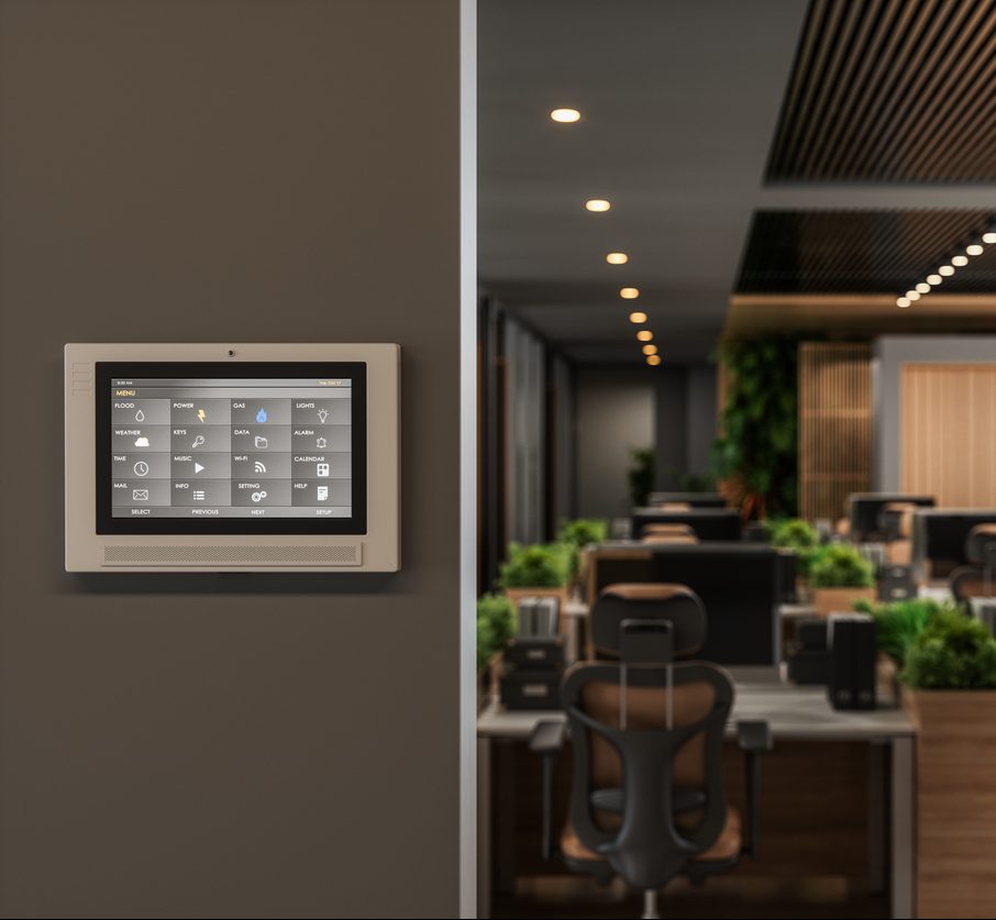 Smart Control System With App Icons On A Digital Screen